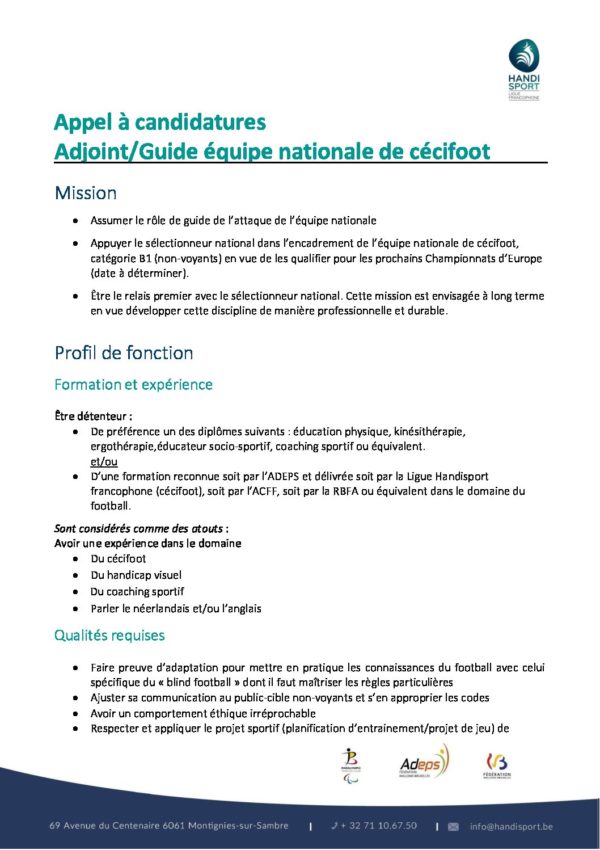 Profil Guide national cecifoot